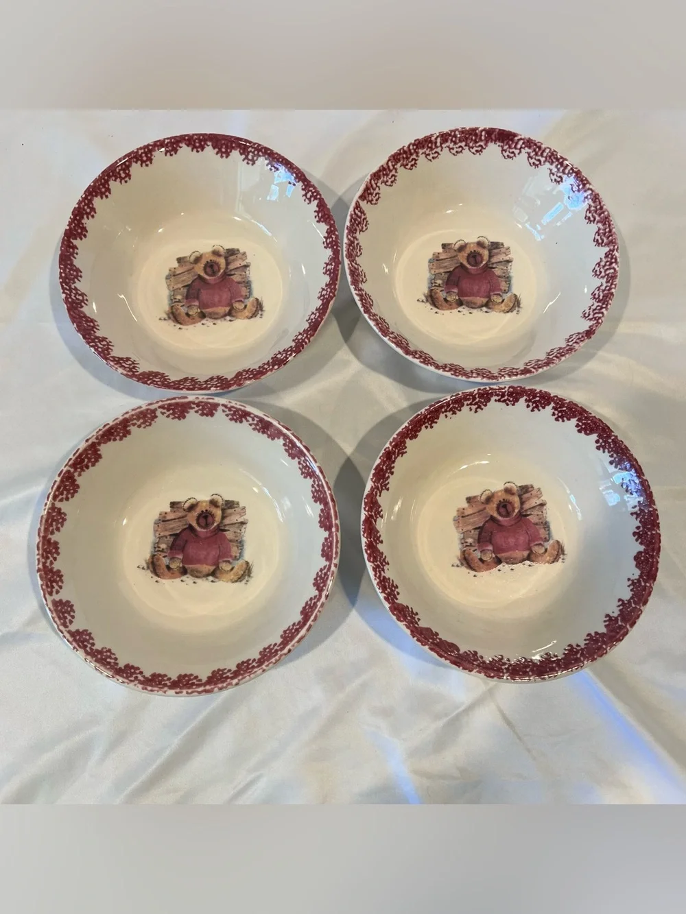 Stoneware Teddy Bear Bowls Set of 4